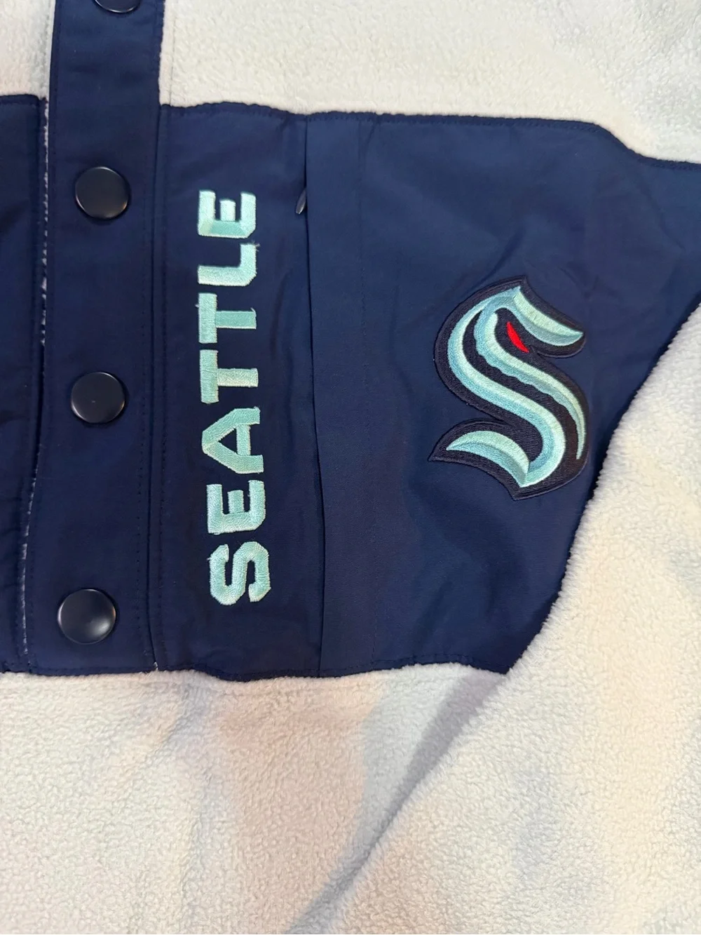 Fanatics White and Navy Seattle Zip-Front Pullover